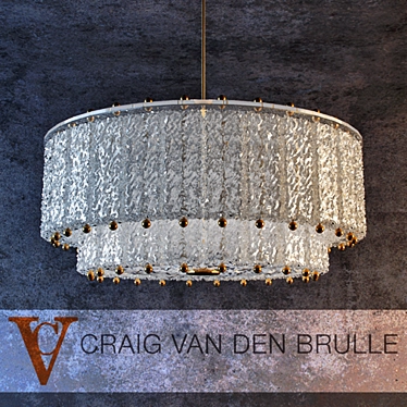 Italian Venini Two Tier Textured Glass Fixture 3D model image 1 