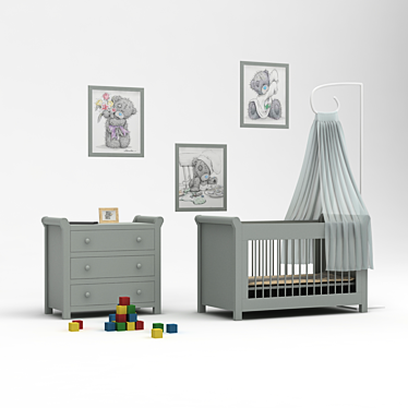 Tartine et Chocolat Children's Furniture Set - Complete with Textures 3D model image 1 