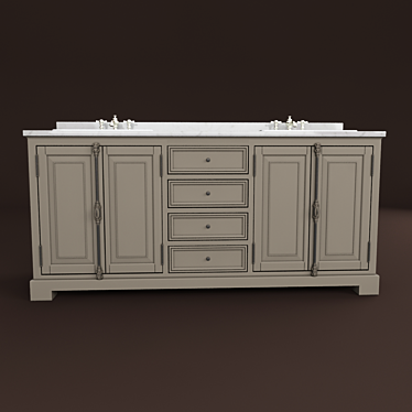 Elegant French Double Vanity 3D model image 1 