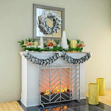 Festive Fireplace: Christmas Decor 3D model image 1 
