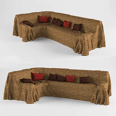 Cozy Cloth-Covered Sofa 3D model image 1 
