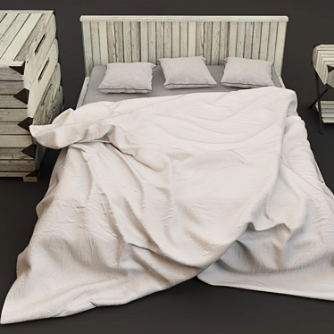 Elegant Bed, Dresser, Nightstand Set 3D model image 1 