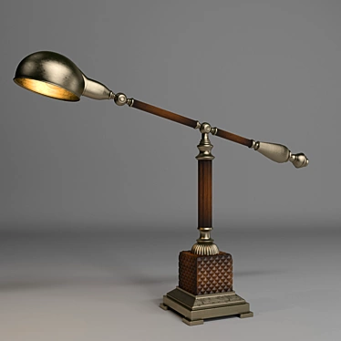 Adjustable Wooden and Metal Swing Arm Lamp 3D model image 1 