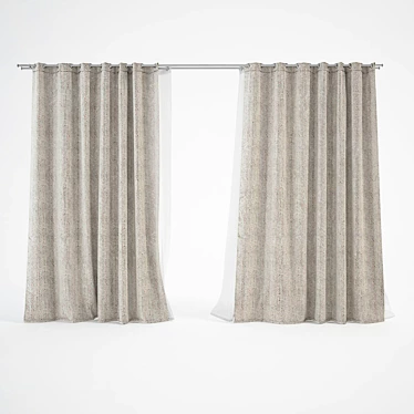 Luxurious Ring-Topped Curtains 3D model image 1 