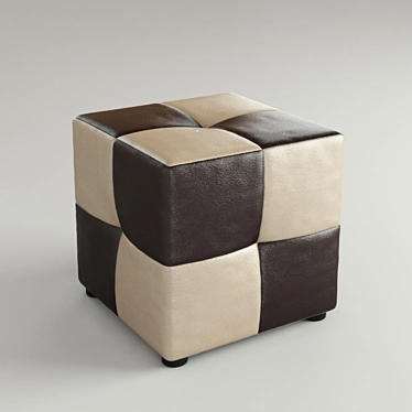 Multi-Color Ottoman with Leather Accents 3D model image 1 