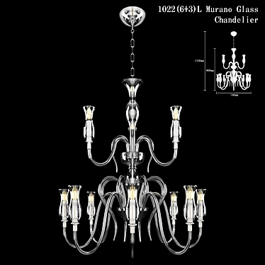 Elegant 6+3-Light Murano Chandelier 3D model image 1 