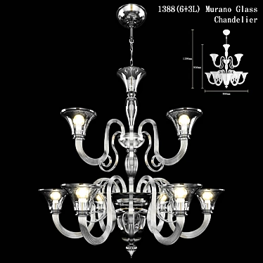 Elegant Murano Glass Chandelier 3D model image 1 