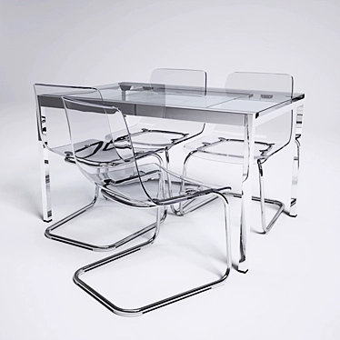 Ikea Glivarp 3D Model + Tobias Chairs 3D model image 1 