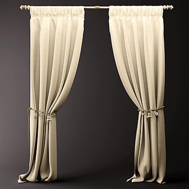 Playful Kids' Curtains & Rope 3D model image 1 