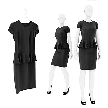 Elegant Black Dress with Basque 3D model image 1 