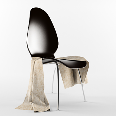 Chrome-legged Plastic Chair with Optional Fabric 3D model image 1 