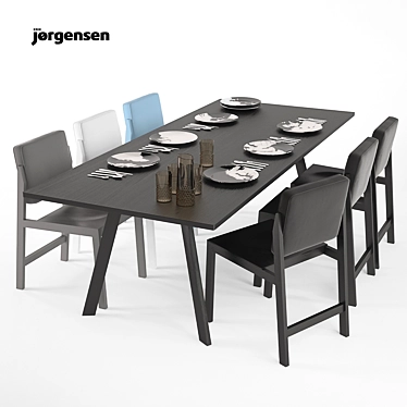 Modern Dining Set: Chameleon Table with Accent Cutlery and Nymphenburg Dinnerware 3D model image 1 