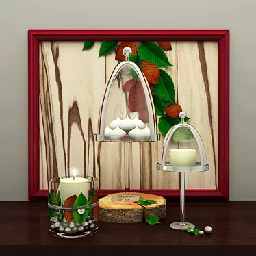 Elegant Glass Vases & Candle Set 3D model image 1 