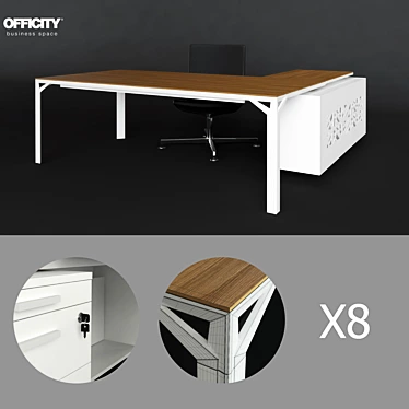 Executive Negotiating Table with Visitor Chair 3D model image 1 