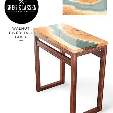 Elegant Walnut River Hall Table 3D model image 1 