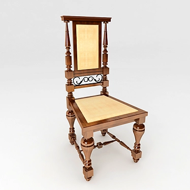 Vintage Walnut Desk Chair 3D model image 1 