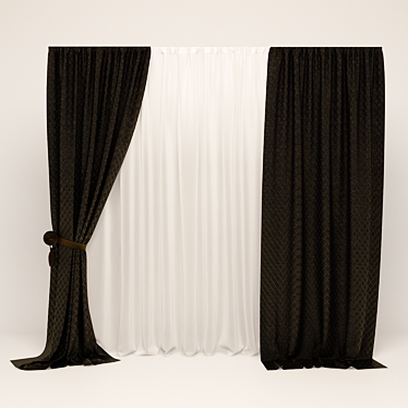 Floor-Length Curtain for Living Room and Office 3D model image 1 