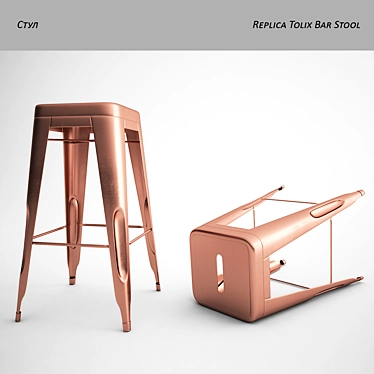 Metal Replica Tolix Bar Stool 3D model image 1 