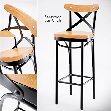 Sleek Dark Metal Bar Chair 3D model image 1 