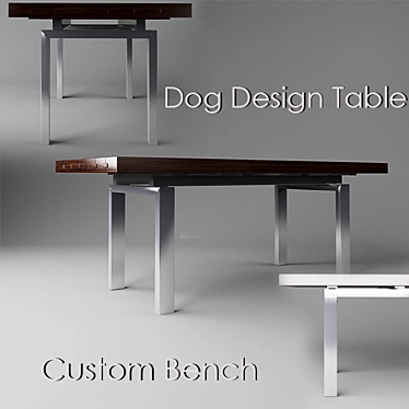 Modern Dark Wood and Gray Metal Design Table 3D model image 1 