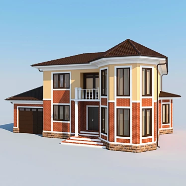 Clay Tile Exterior 2-Story House 3D model image 1 