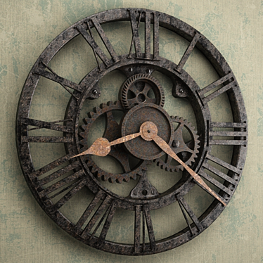 Rustic Iron Wall Clock - Roman Numerals 3D model image 1 