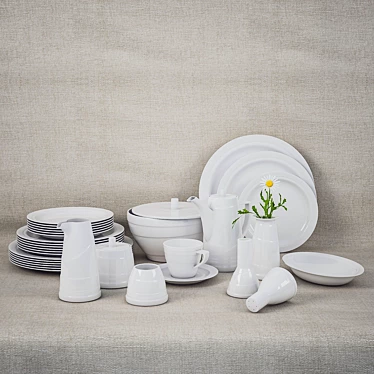 Elegant Ceramic Tableware 3D model image 1 