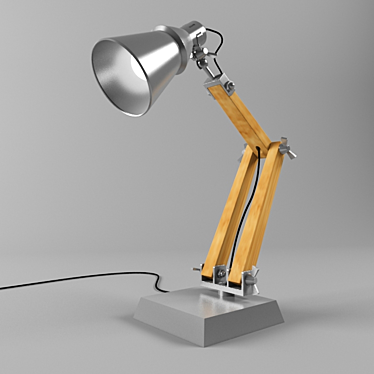 Rustic Wood and Metal Table Lamp 3D model image 1 