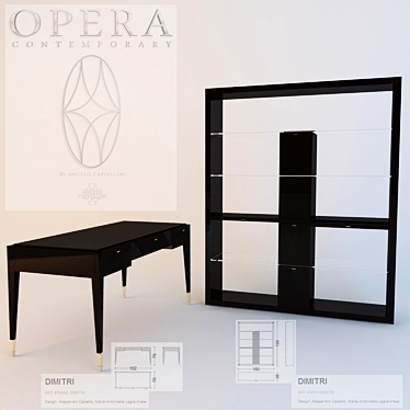 Eleganza Bookcase & Writing Desk 3D model image 1 