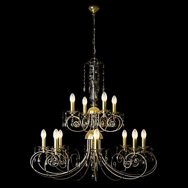 Luxury 12-Light Chandelier with Swarovski Crystal 3D model image 1 