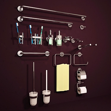 Modern Bathroom Accessories Set 3D model image 1 