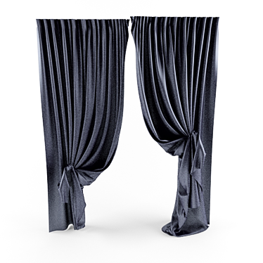 Elegant Blue Curtains 3D model image 1 