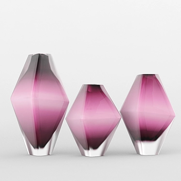 3-Piece Handmade Frosted Glass Vase Set 3D model image 1 