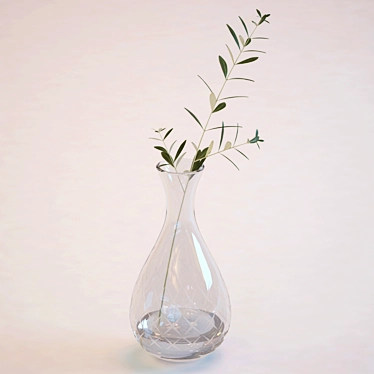 Title: Olive Branch Glass Vase 3D model image 1 