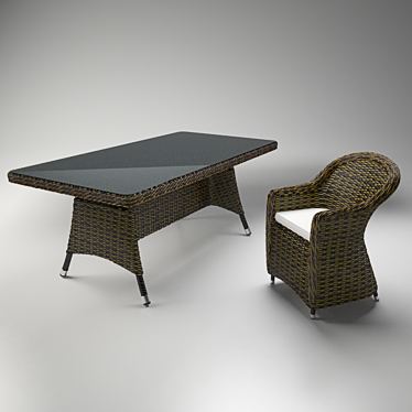 Elegant Rattan Furniture 3D model image 1 