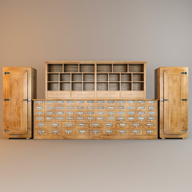 Vintage Industrial Chest of Drawers 3D model image 1 