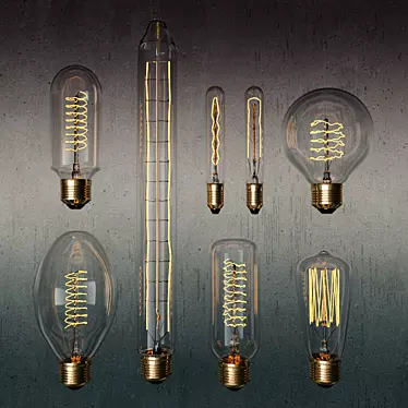 Vintage Bulb Set - 8 Unique Antique Light Bulbs 3D model image 1 