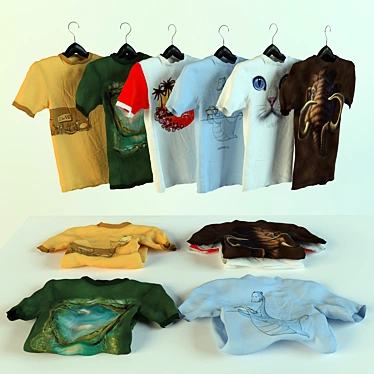 Title: Six-Design T-shirts with Ready-to-Iron Models 3D model image 1 