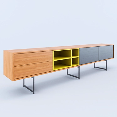 Sleek Black Sideboard 3D model image 1 