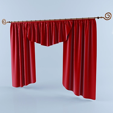 Luxurious Red Silk Curtains 3D model image 1 