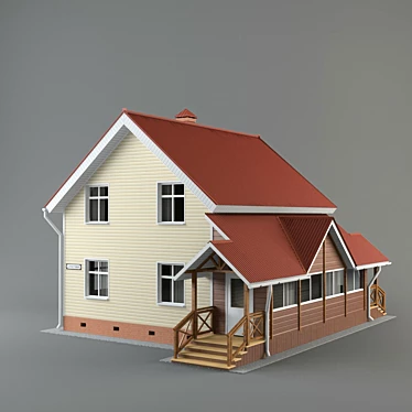 Cozy Two-Story Cottage - 9x9m 3D model image 1 