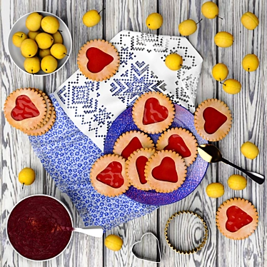 Sweet Plums & Heart Cookies 3D model image 1 