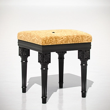 Classic Style Square Pouf 3D model image 1 