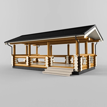 Rustic Log Garden Gazebo 3D model image 1 