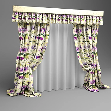 Elegant Provincial Curtain 3D model image 1 