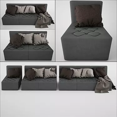 Modern 3-Seater Sofa: Sleek & Stylish 3D model image 1 