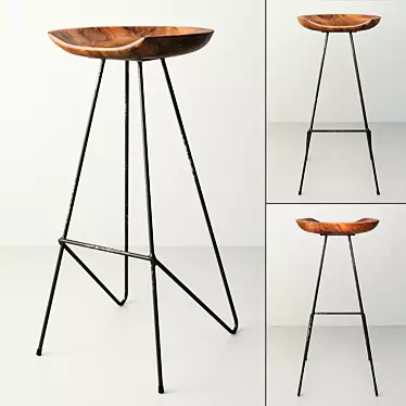 Stylish Perch Barstool: Elevated Comfort for Any Bar 3D model image 1 