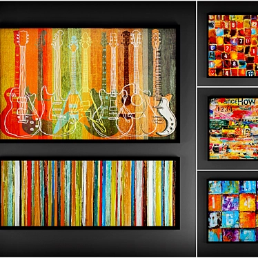 Modern Art Paintings Set of 5 3D model image 1 