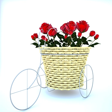 Elegant Rose Basket Stand 3D model image 1 