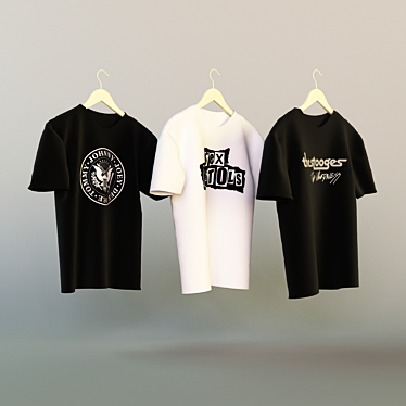 Men's T-Shirt Set: Versatile Textured Tees 3D model image 1 